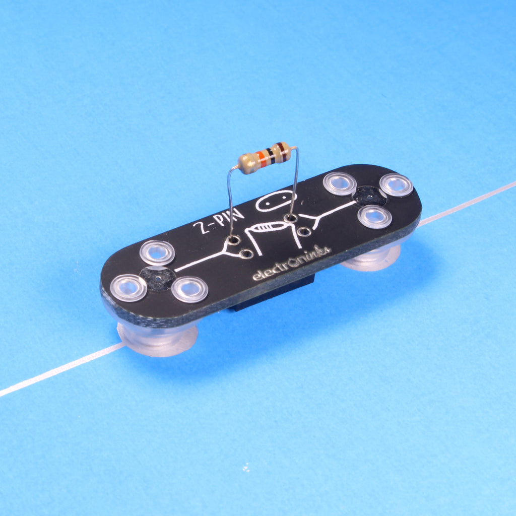 A DIY Connector Circuit Scribe module with resistors on conductive ink circuit.